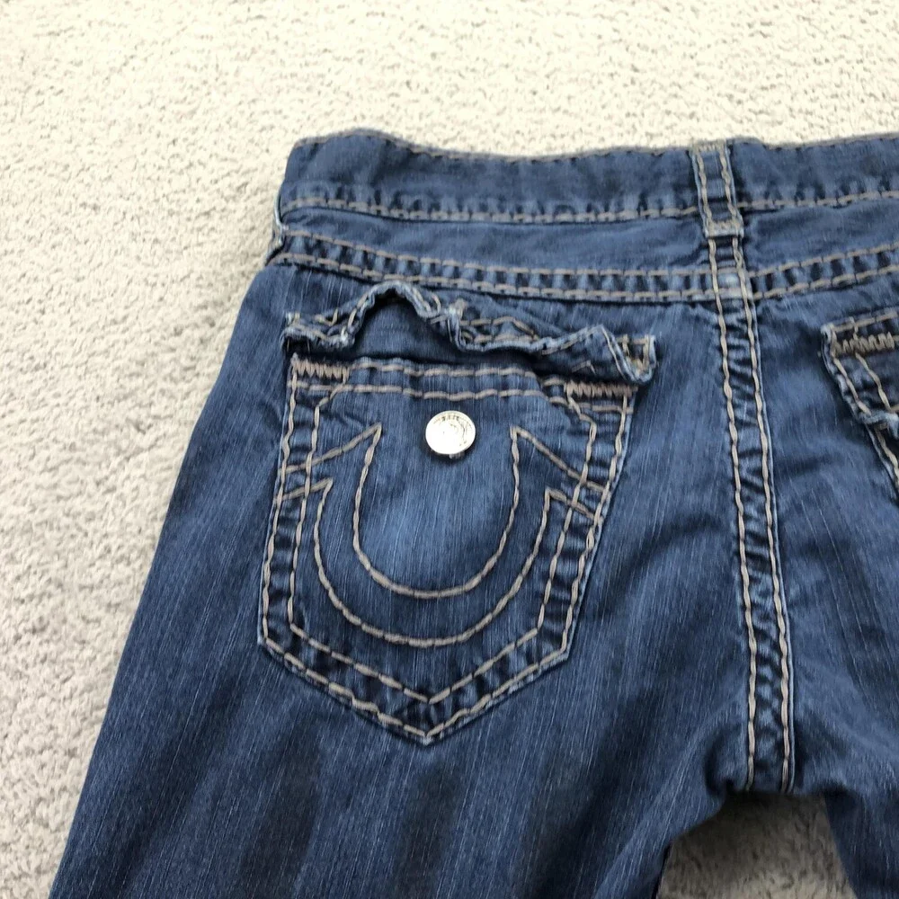 True Religion Jeans Mens 36x32 Blue Medium Wash Slim Skinny Flap Denim Pants